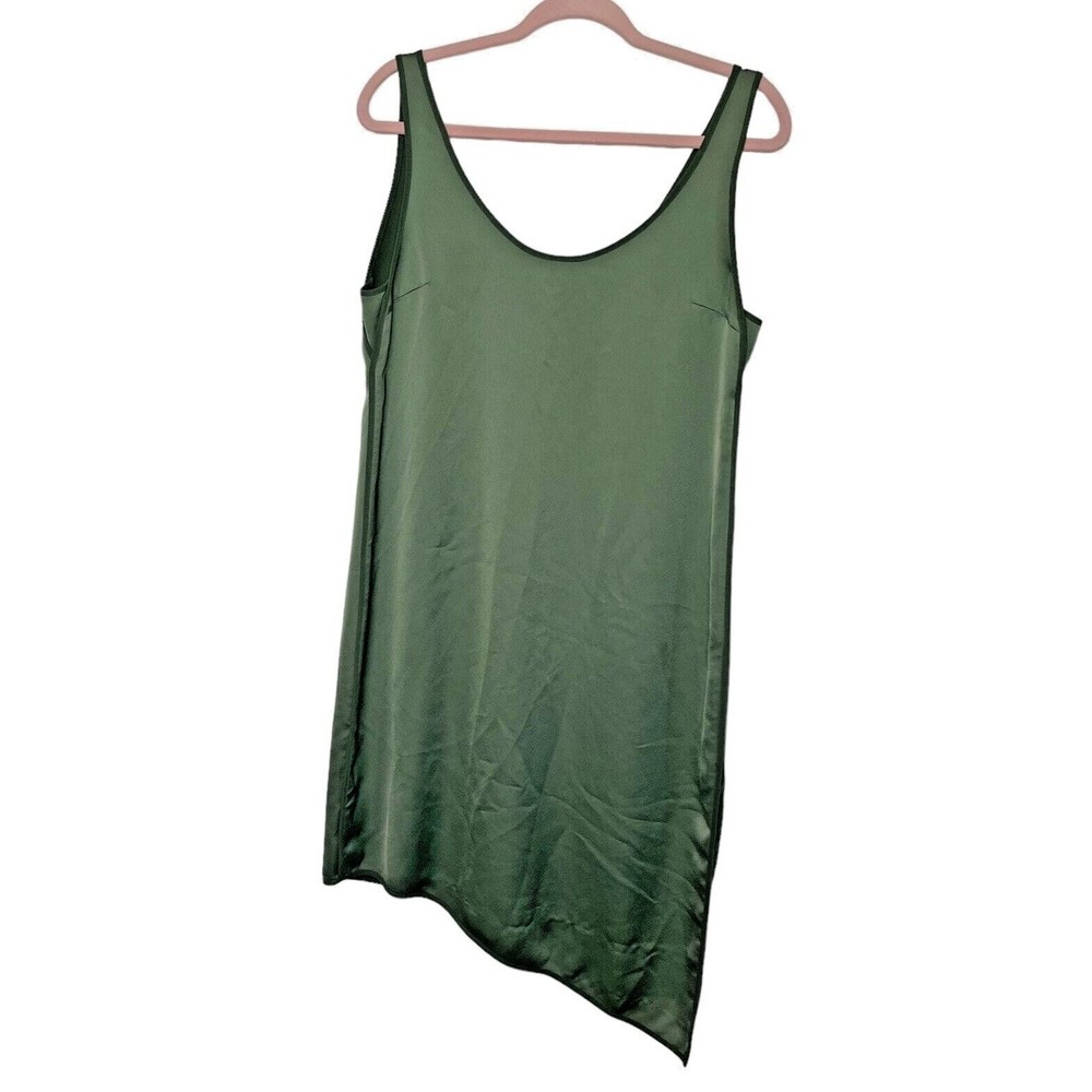 REISS Slip Dress Sage‎ Green Sleeveless Asymmetrical Hem Womens Size 8 B142